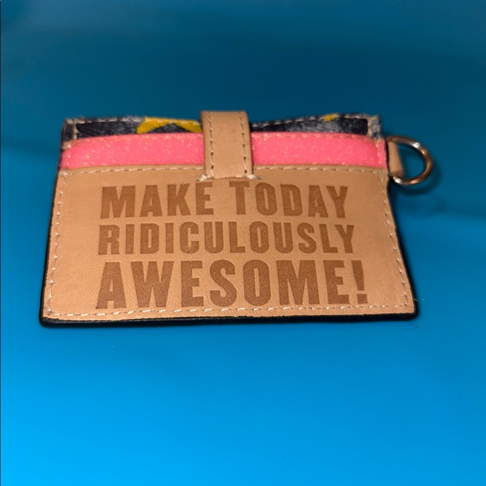 Consuela Tan Card Sleeve with Pink Trim